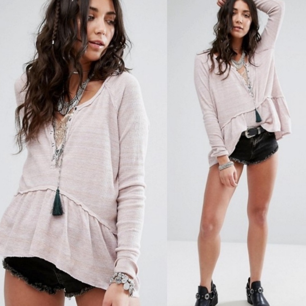 We The Free People Top Coastline Peplum Sz M